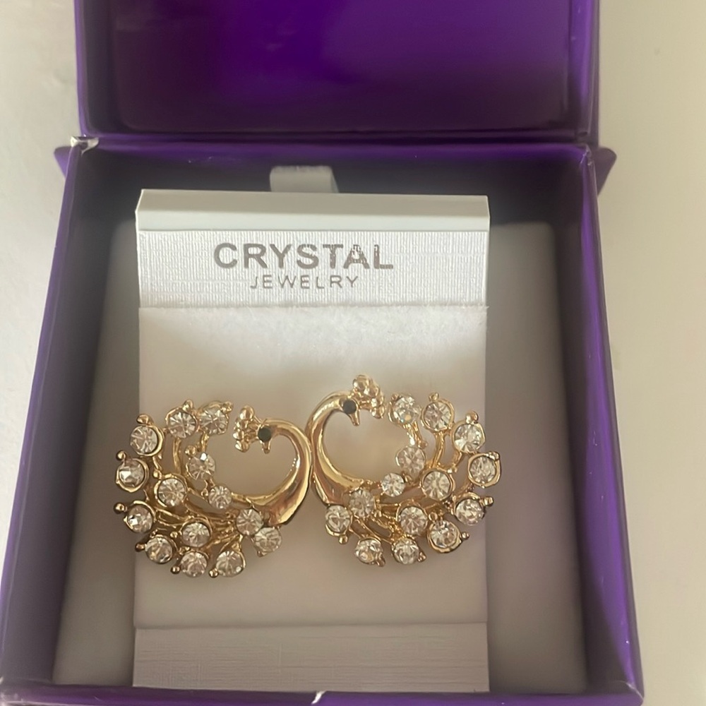 Gold peacock earrings